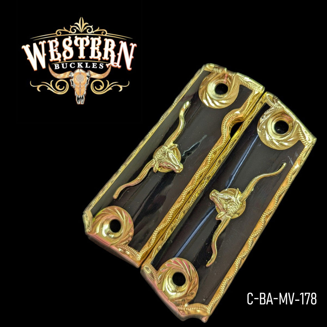 Bull Custom Grips for Colt 1911 Full-Size — 24K Gold-Plated with Black Artisan Resin