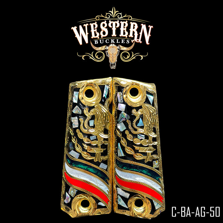 1911 Eagle Cachas — Artisan Resin | Handcrafted by Western Buckles | SKU C-BA-AG-50