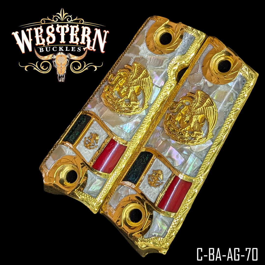 1911 Eagle Gun Grips — Detail View | Western Buckles Handcrafted | SKU C-BA-AG-70