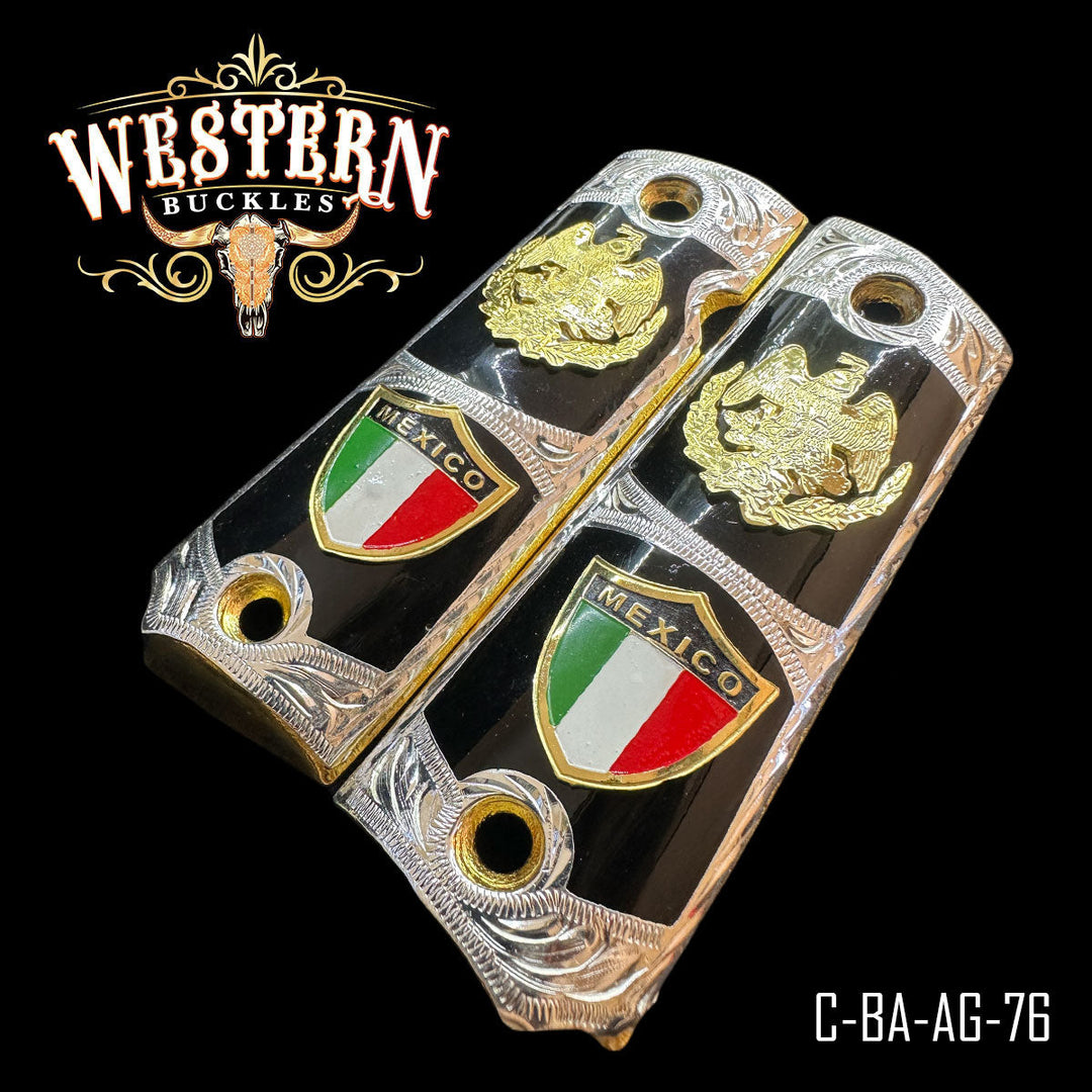 1911 National Eagle Cachas — Artisan Resin — Detail View | Western Buckles Handcrafted | SKU C-BA-AG-76