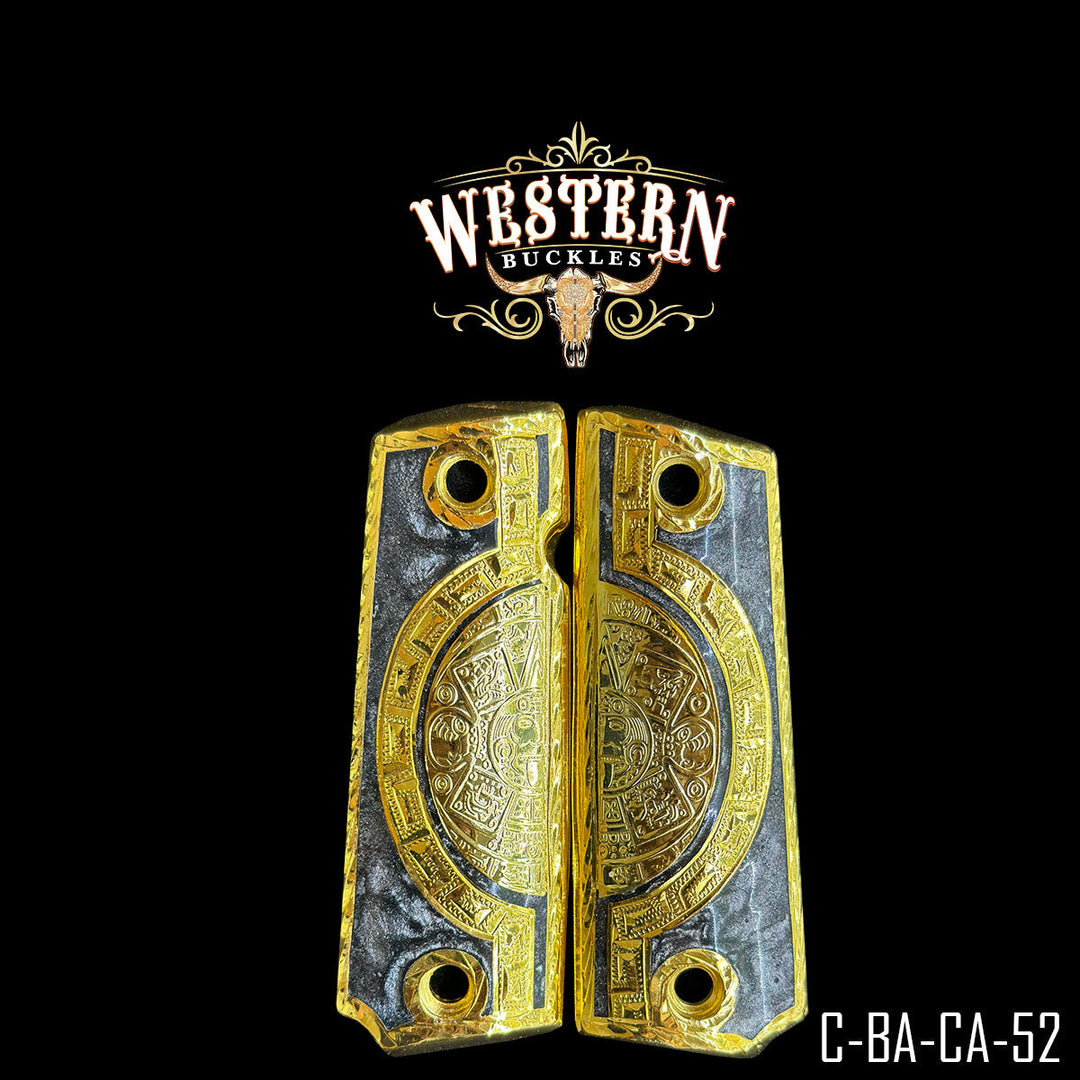 1911 Aztec Calendar Cachas | Handcrafted by Western Buckles | SKU C-BA-CA-52
