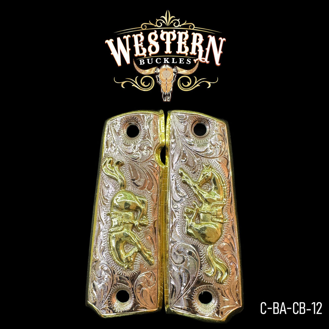 1911 Horse Cachas — Rose Gold Plated | Handcrafted by Western Buckles | SKU C-BA-CB-12