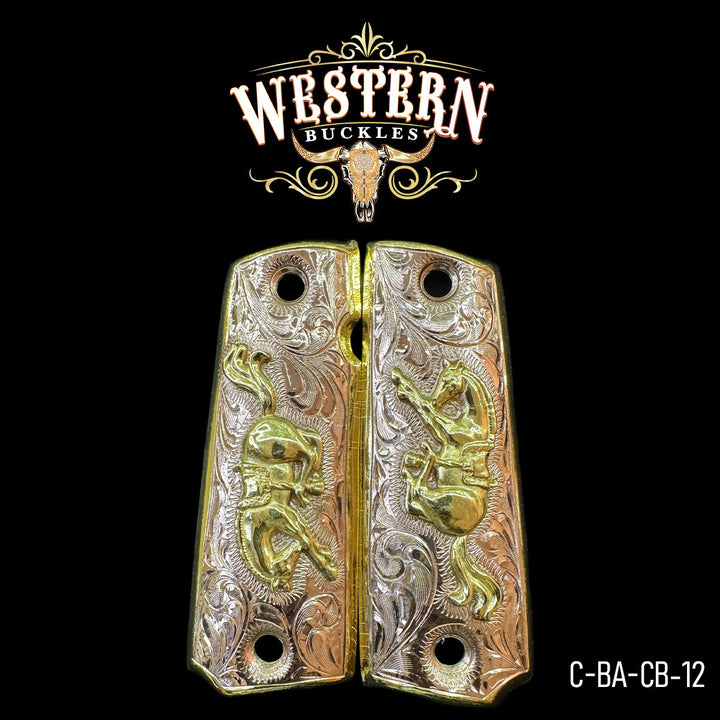 1911 Horse Cachas — Rose Gold Plated | Handcrafted by Western Buckles | SKU C-BA-CB-12