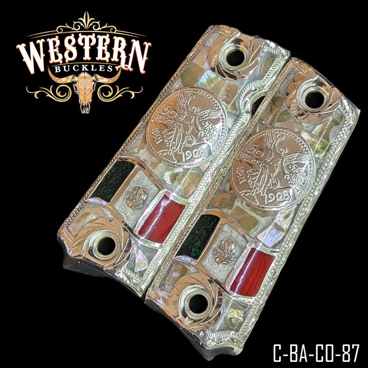1911 Centenario Gun Grips — Detail View | Western Buckles Handcrafted | SKU C-BA-CO-87