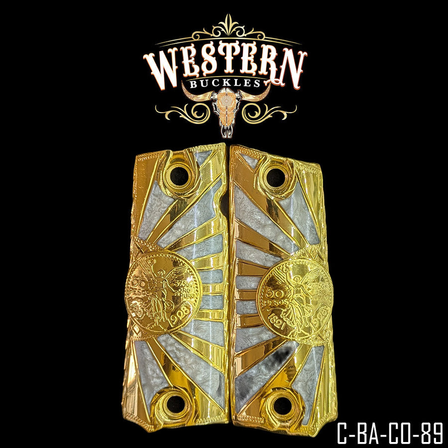 Centenario Custom Grips for Colt 1911 Full-Size — 24K Gold-Plated with Artisan Resin