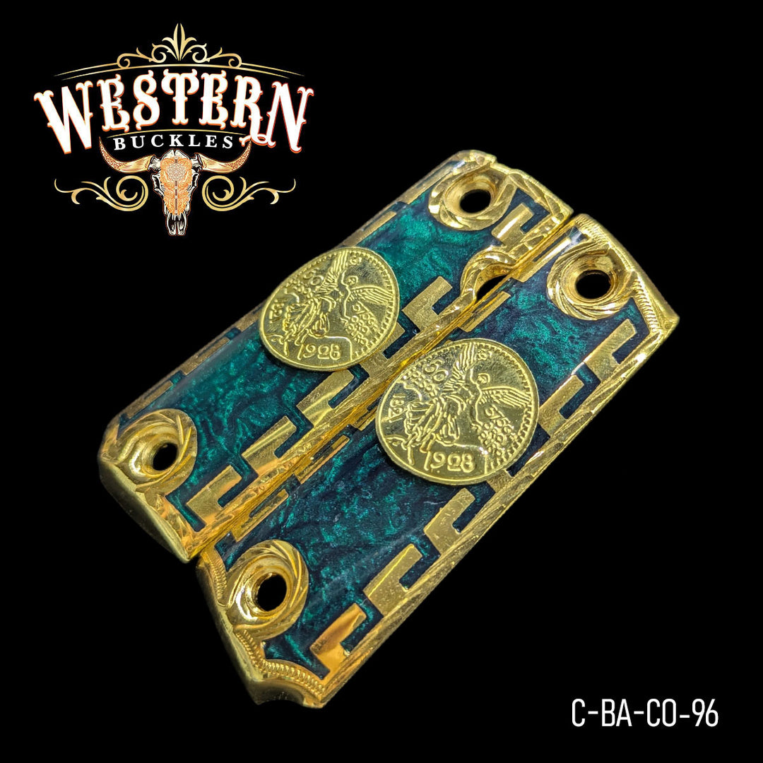 1911 Centenario Gun Grips — Hand-Engraved — Detail View | Western Buckles Handcrafted | SKU C-BA-CO-96
