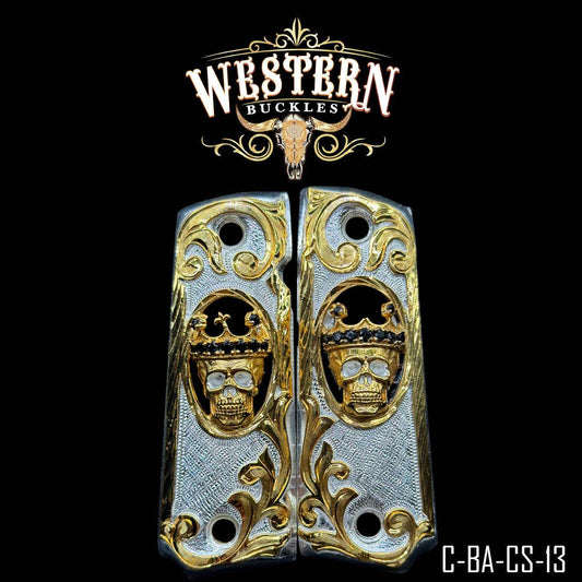 Cacha Colt 1911 Calavera Zirconias y Plata - Western Buckles