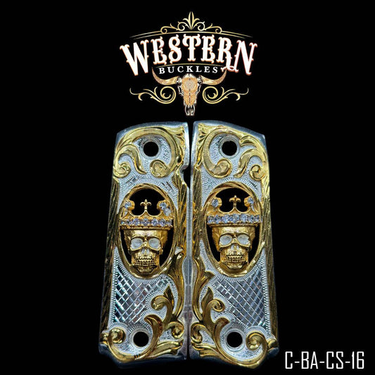 Cacha Colt 1911 Calavera Zirconias y Plata - Western Buckles