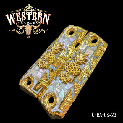 Cacha Colt 1911 Calavera Zirconias y Oro