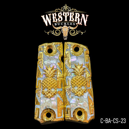 Cacha Colt 1911 Calavera Zirconias y Oro