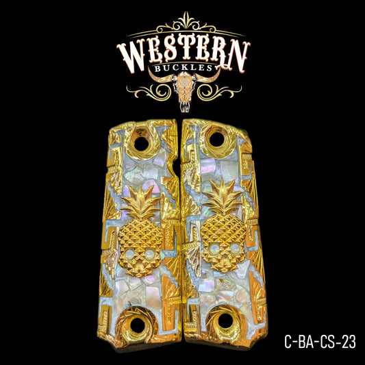 Cacha Colt 1911 Calavera Zirconias y Oro