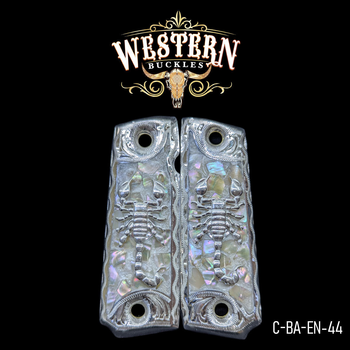 Cachas Colt 1911 Grips Escorpion Plata y Resina