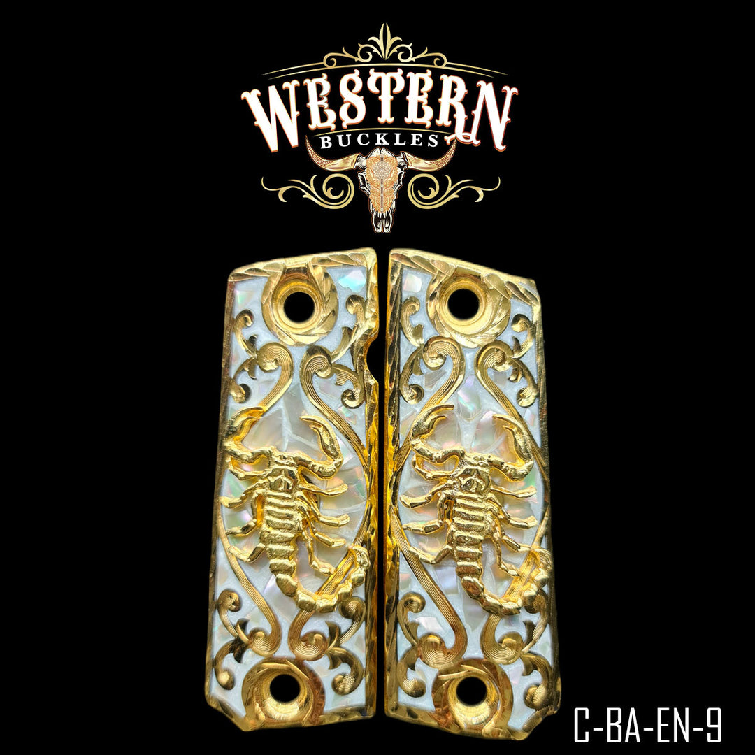 1911 Scorpion Cachas — Artisan Resin | Handcrafted by Western Buckles | SKU C-BA-EN-9