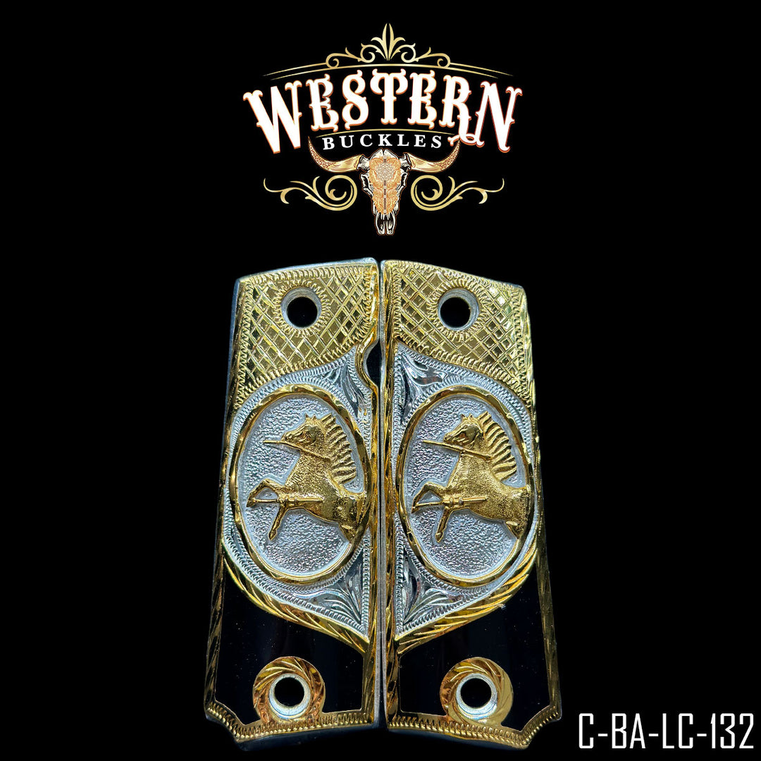 Colt 1911 Horse Cachas | Handcrafted by Western Buckles | SKU C-BA-LC-132