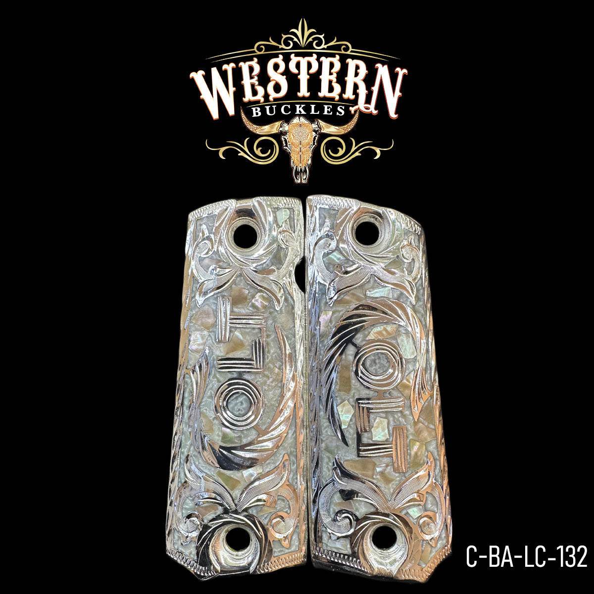 Cachas Colt Caballo Colt Plata y Resina - Western Buckles