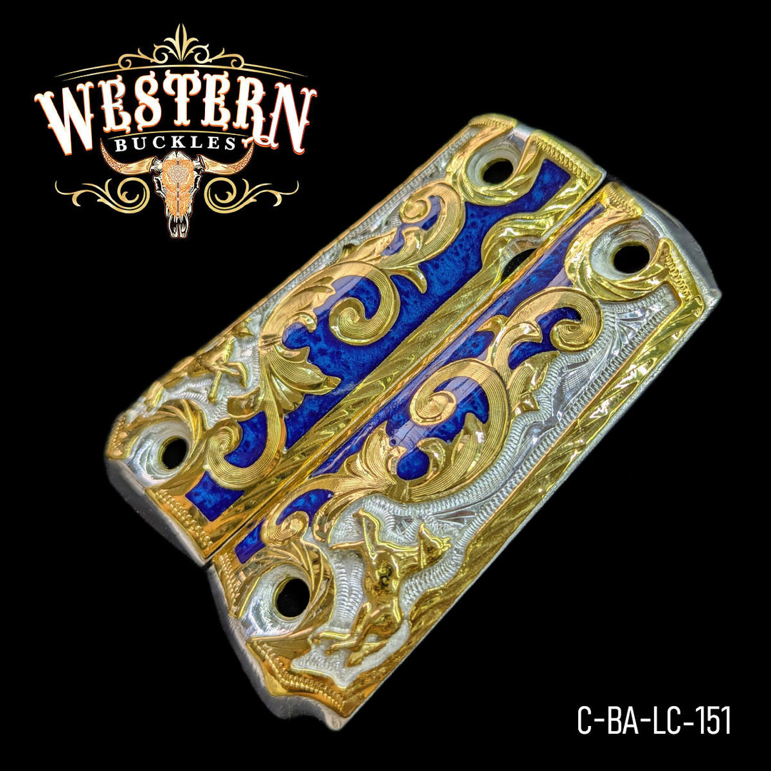 1911 Full Size Horse Blue Engraved, Gold
