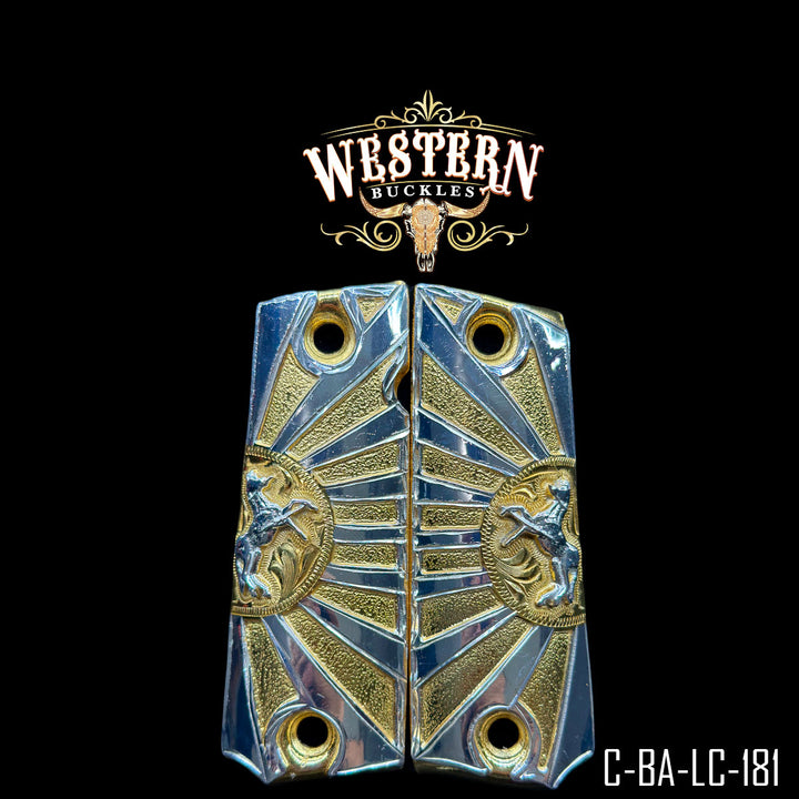1911 Horse Cachas — 24K Gold Plated &amp; .925 Silver Plated | Handcrafted by Western Buckles | SKU C-BA-LC-181