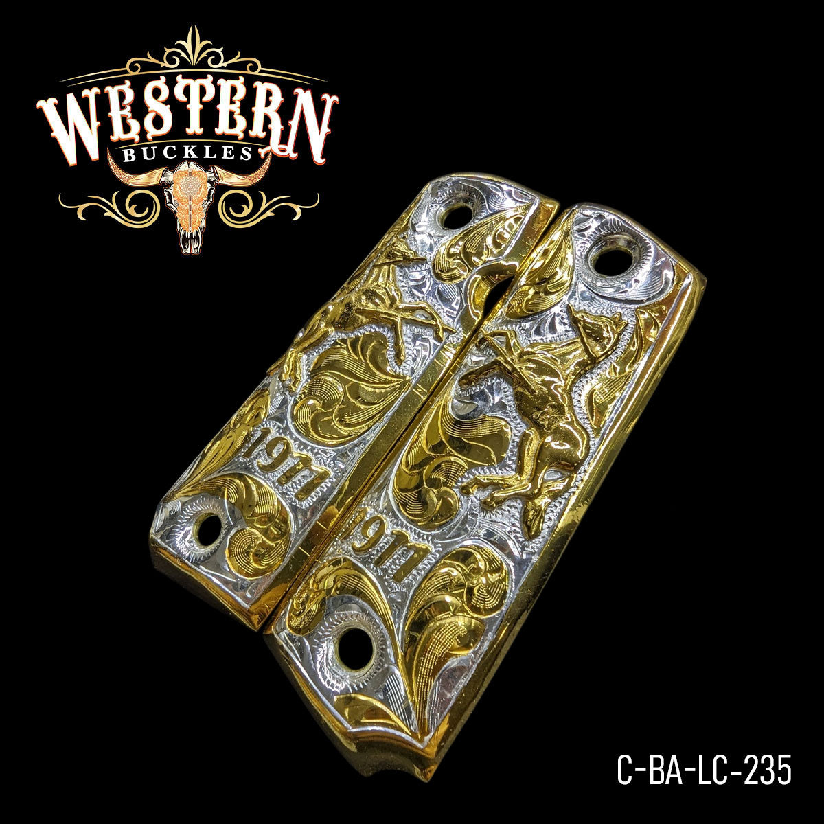 Cacha Colt 1911 Logo Oro y Plata
