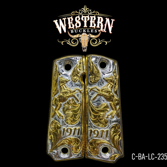 Cacha Colt 1911 Logo Oro y Plata