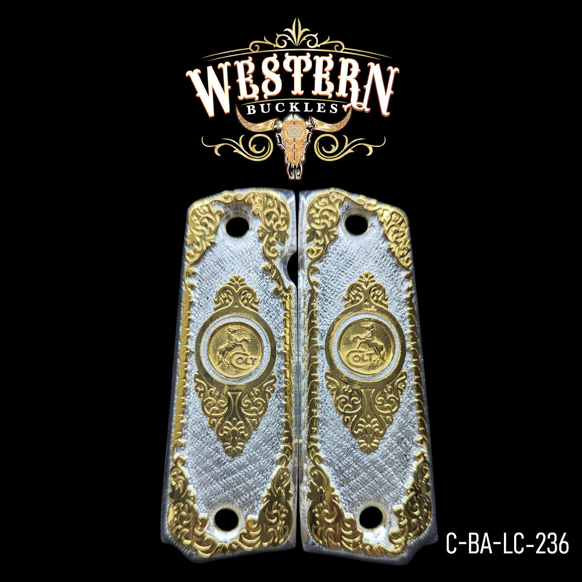 Cachas Colt 1911 Caballo Plata y Oro