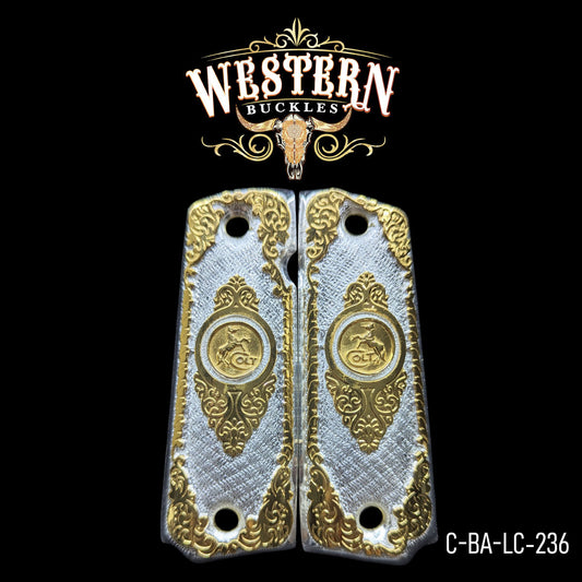 Cachas Colt 1911 Caballo Plata y Oro