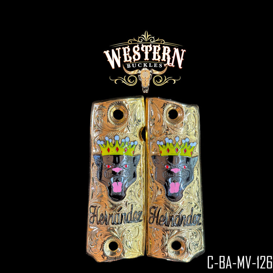 Panther (Pantera) Custom Grips for Colt 1911 Full-Size — 24K Gold-Plated & Black Nickel