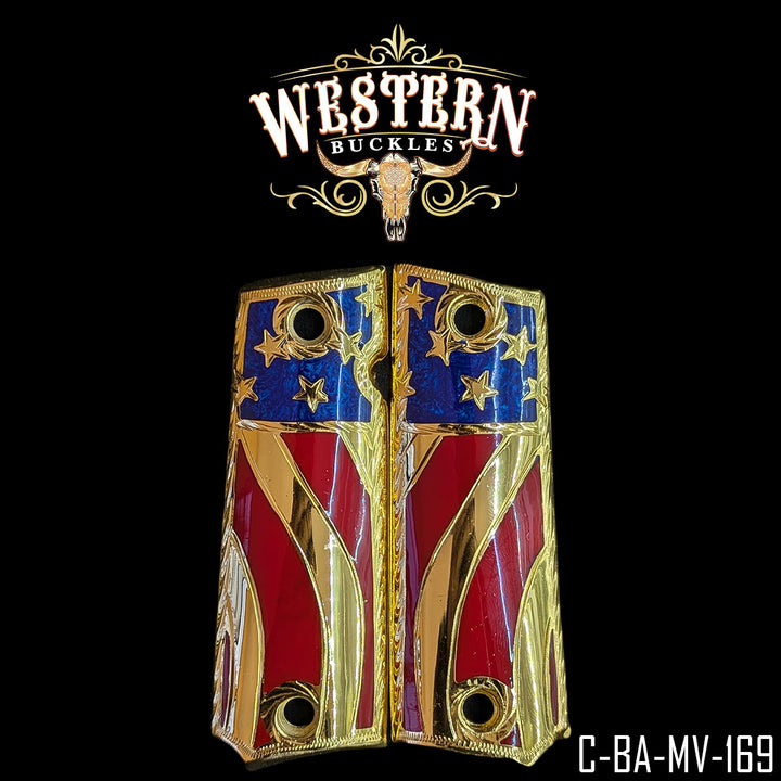 1911 Mexican Flag Cachas | Handcrafted by Western Buckles | SKU C-BA-MV-169