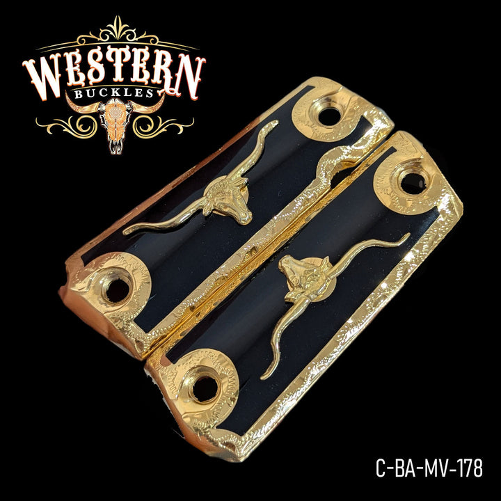 Taurus Gun Grips — Artisan Resin | 24K Gold Plated — Detail View | Western Buckles Handcrafted | SKU C-BA-MV-178