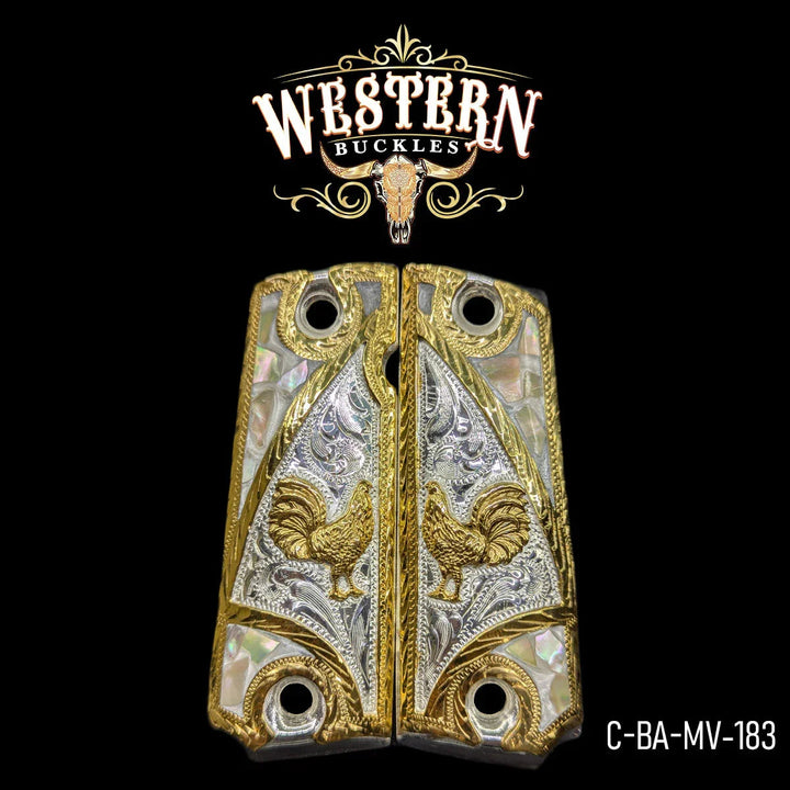 Cacha Colt 1911 Gallo Oro Con Resina y Concha