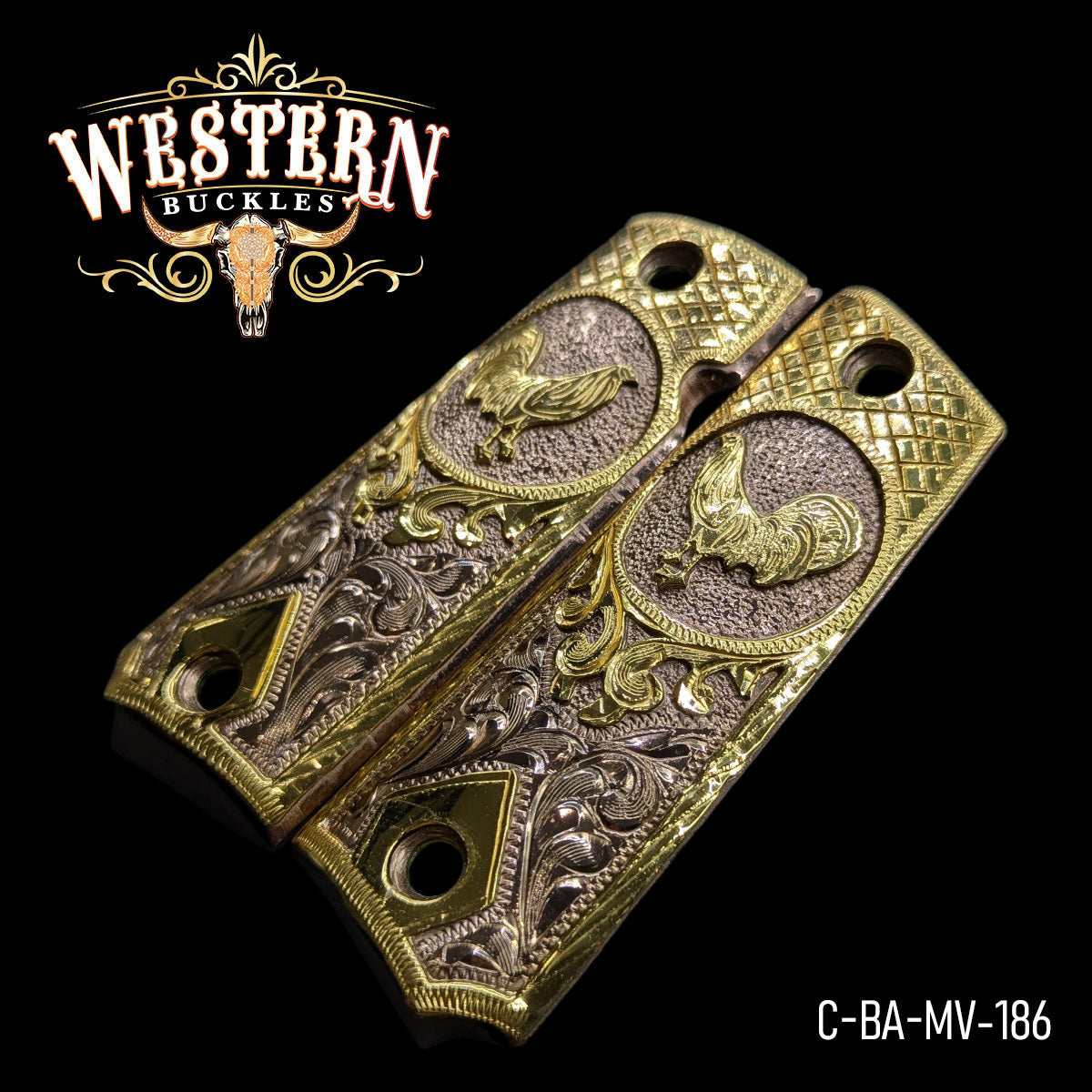 Cacha Colt 1911 Gallo Oro con Oro Rosa