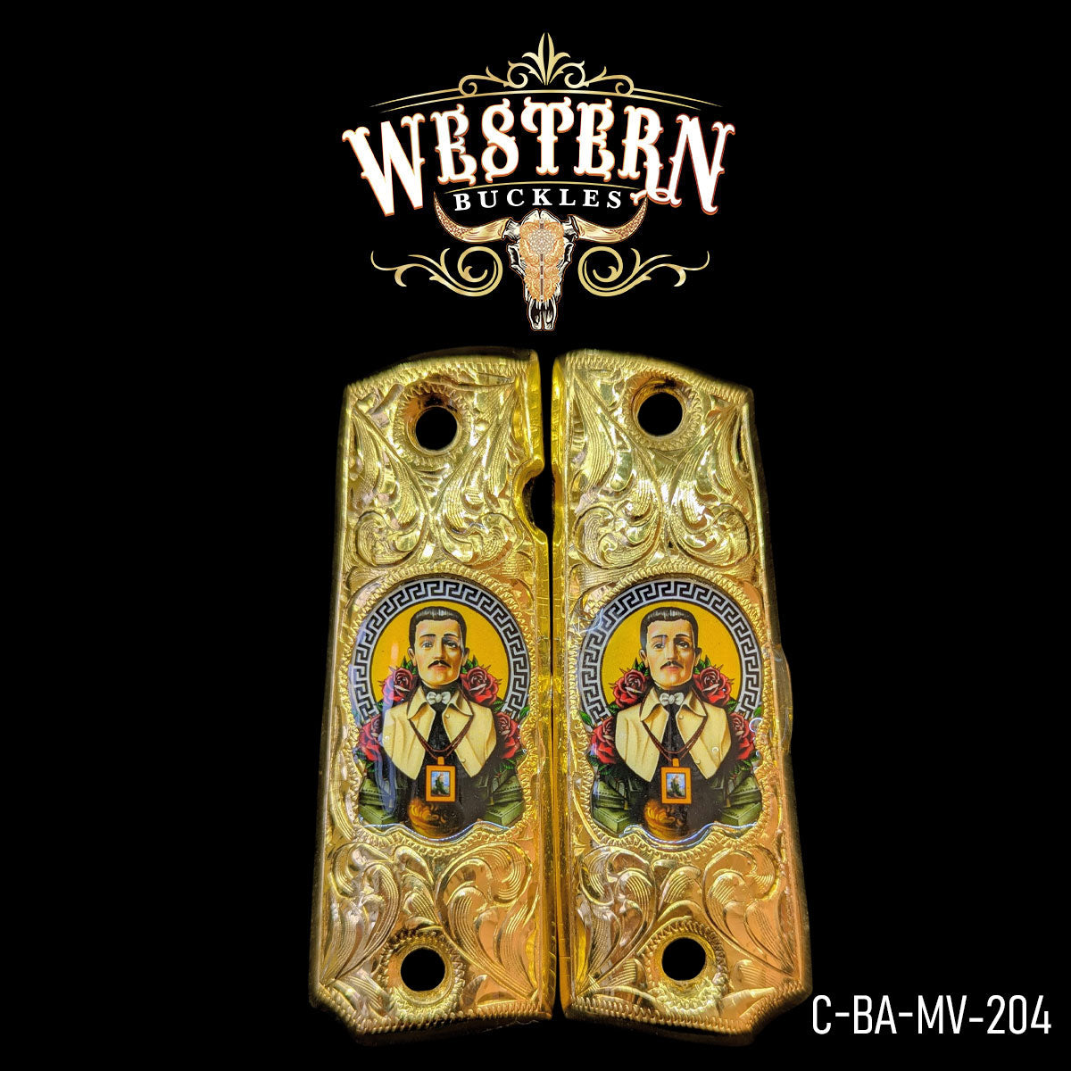 Cachas Colt 1911 Malverde Dorado Rameado
