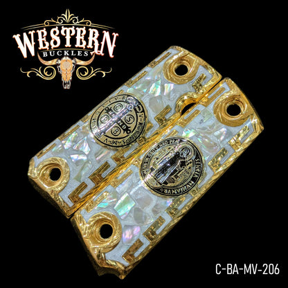 Cachas Colt 1911 San Benito Dorado y Resina Blanca