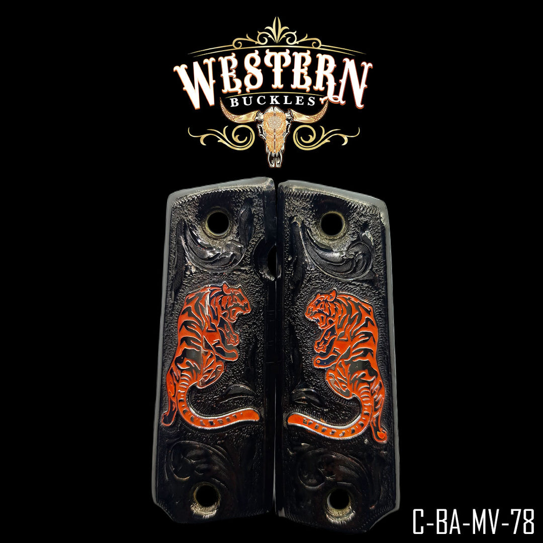 Colt 1911 Cachas — Nickel | Handcrafted by Western Buckles | SKU C-BA-MV-78
