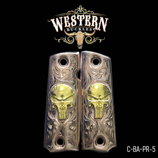 Cacha Colt 1911 El Castigador Rameado Oro Rosa - Western Buckles