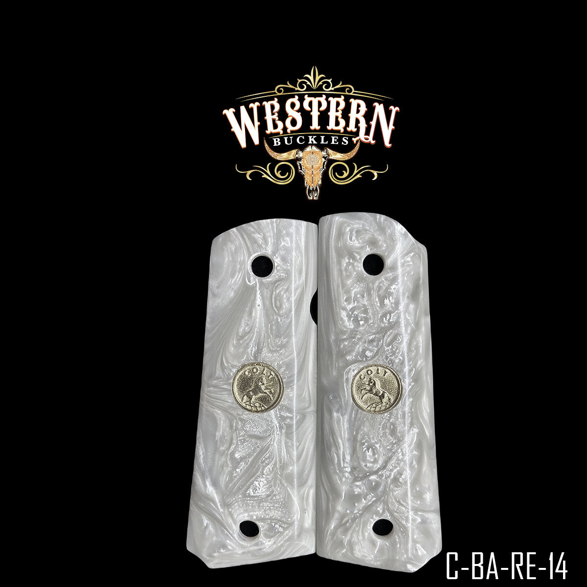 Cacha Colt 1911 Grips De Resina Blanca Con Medallon