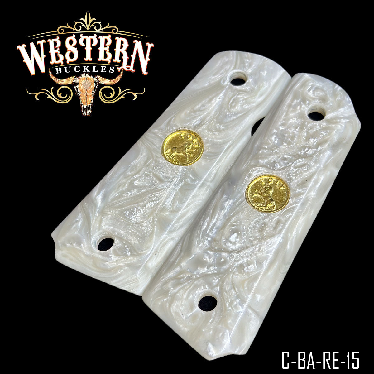 Cacha Colt 1911 Grips De Resina Blanca Con Medallon