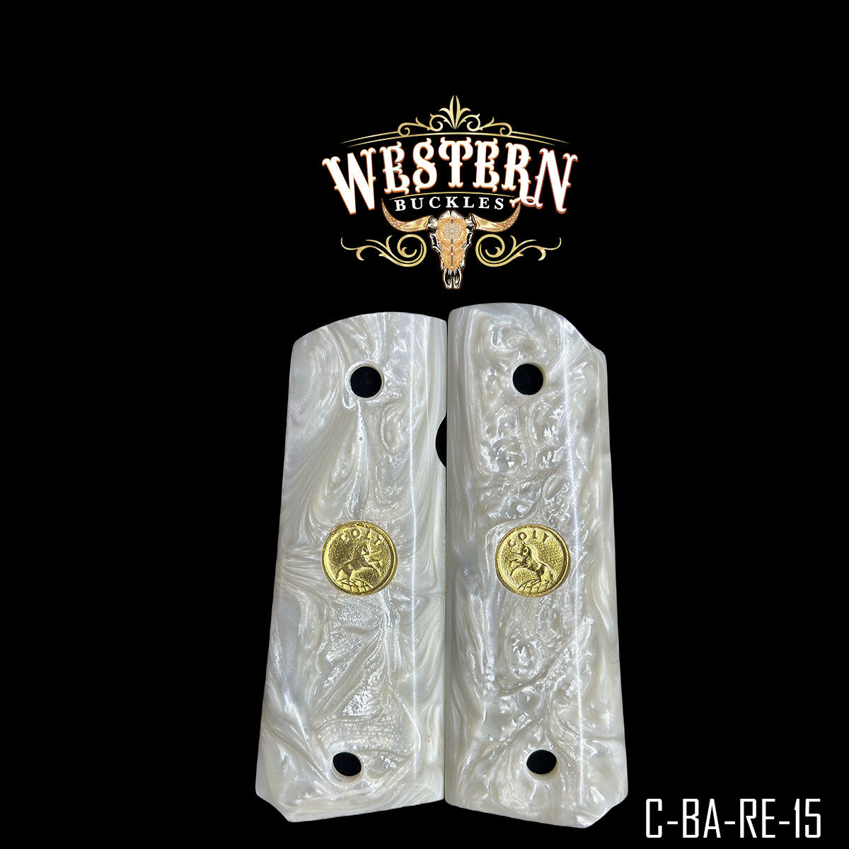 Cacha Colt 1911 Grips De Resina Blanca Con Medallon