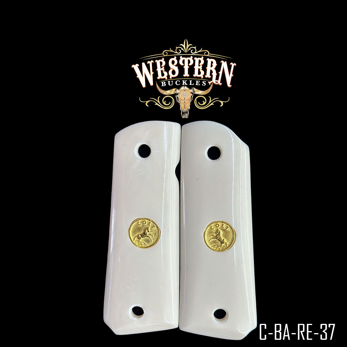 Cachas Colt 1911 Grips De Resina Blanca Con Medallon