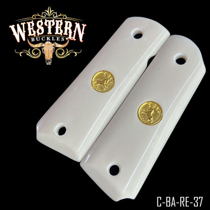 Cachas Colt 1911 Grips De Resina Blanca Con Medallon