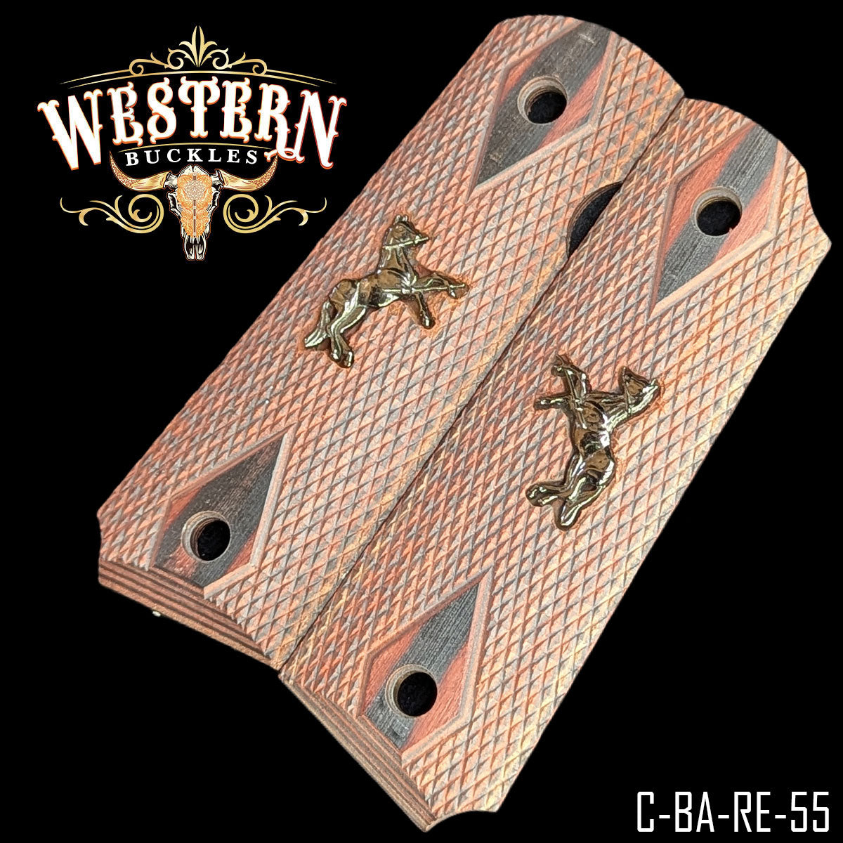 Cacha Colt 1911 Grips De Madera Con Caballo