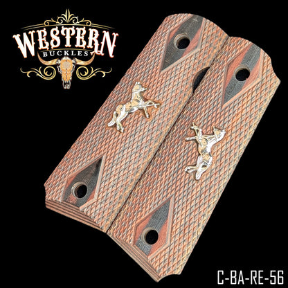 Cacha Colt 1911 Grips De Madera Con Caballo