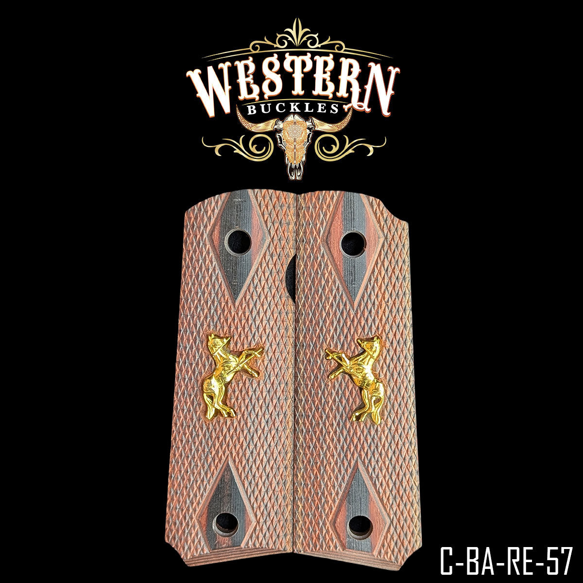 Cacha Colt 1911 Grips De Madera Con Caballo