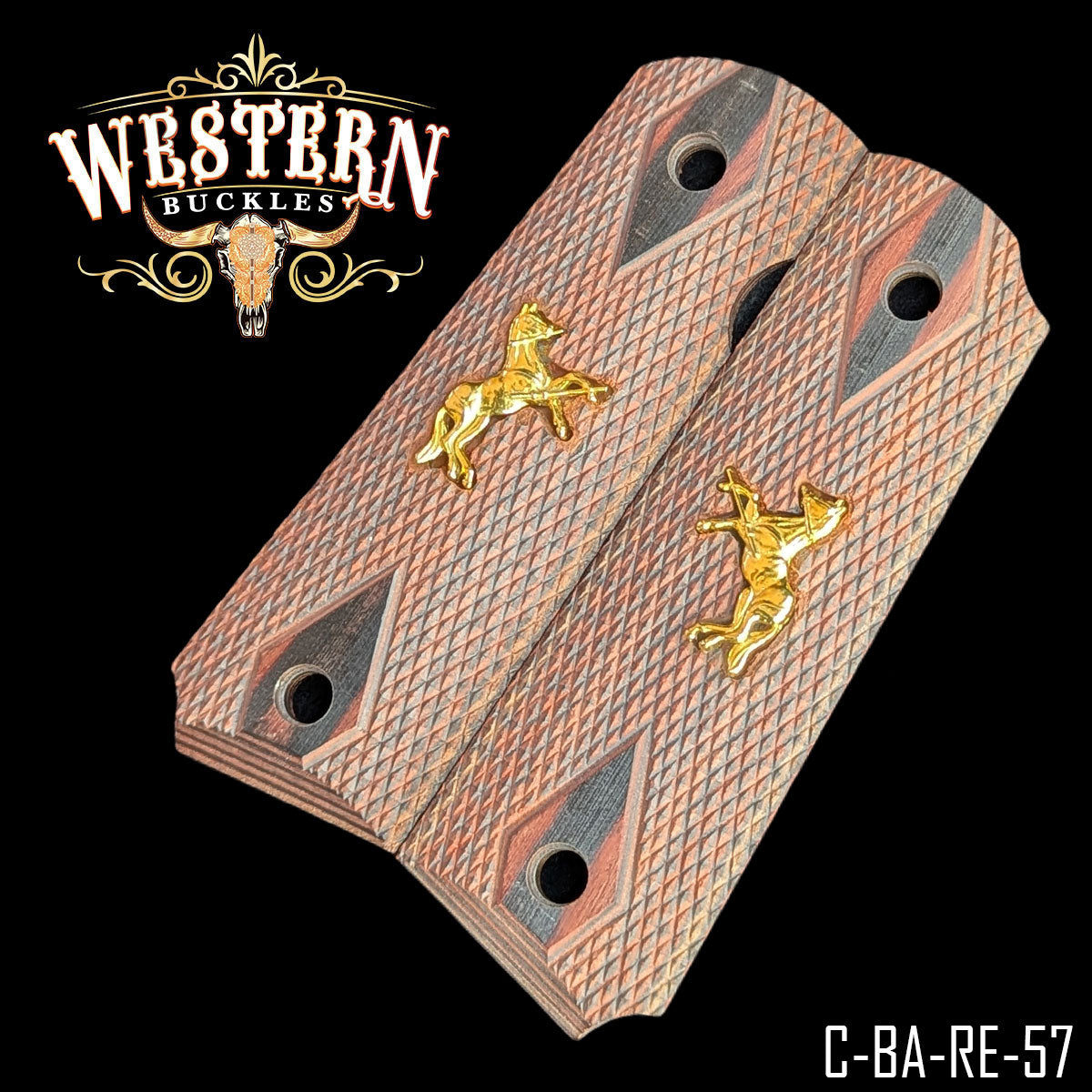 Cacha Colt 1911 Grips De Madera Con Caballo