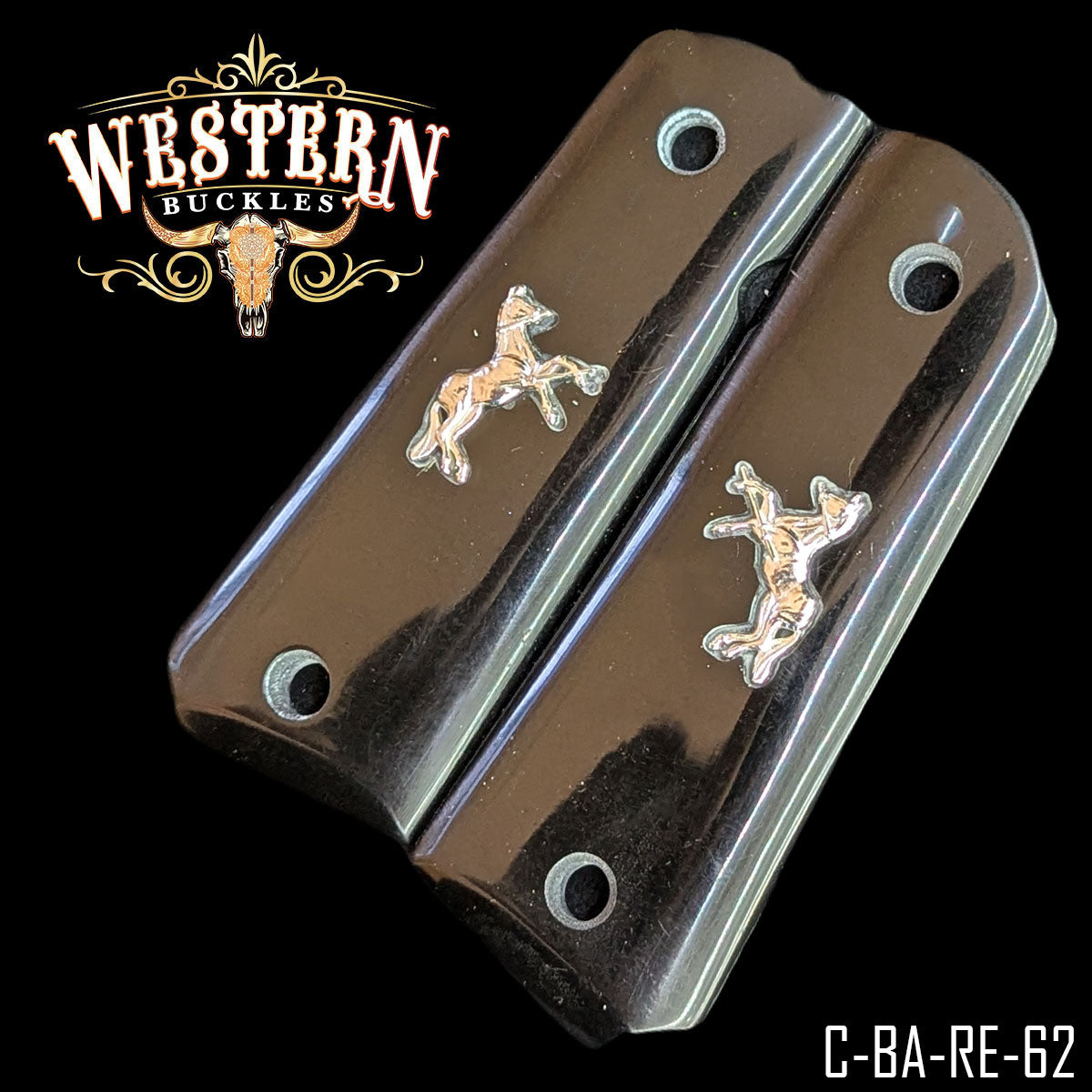 Cacha Colt 1911 Grips De Resina Negra Con Caballo