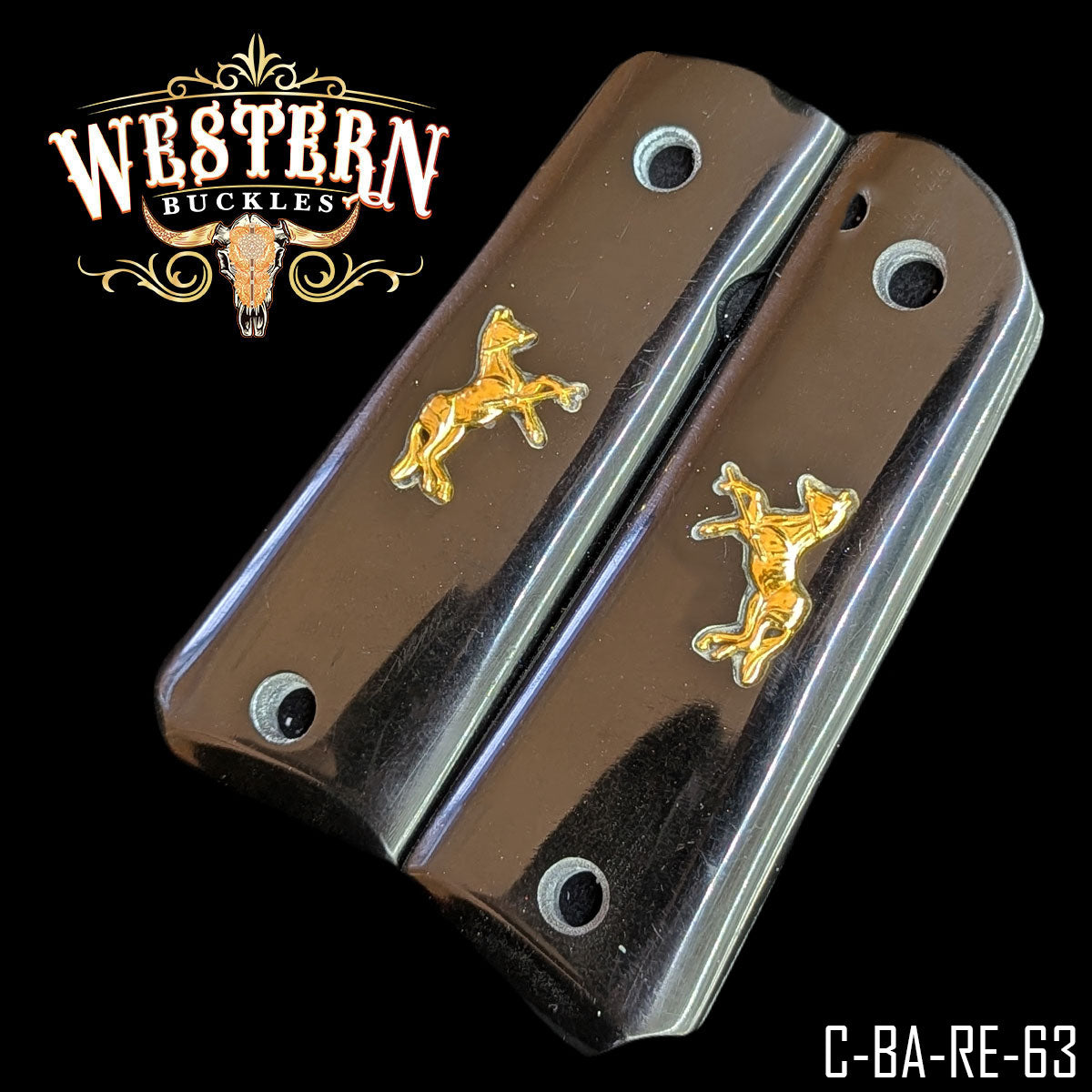 Cacha Colt 1911 Grips De Resina Negra Con Caballo