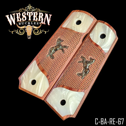 Cachas Colt 1911 Grips De Madera Con Caballo