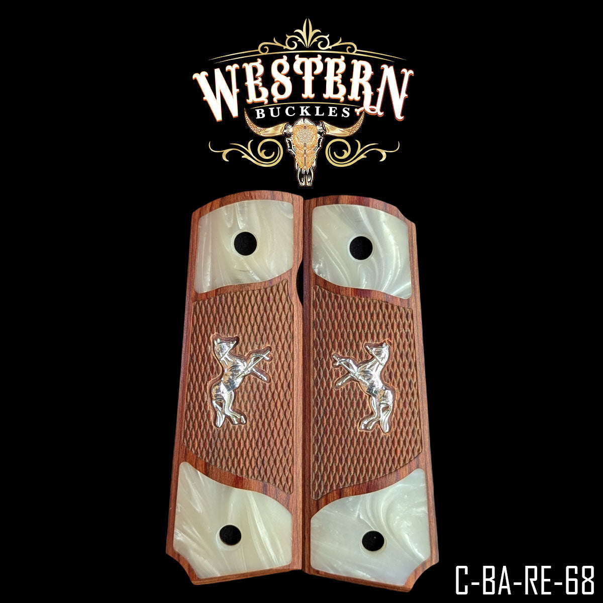 Cachas Colt 1911 Grips De Madera Con Caballo