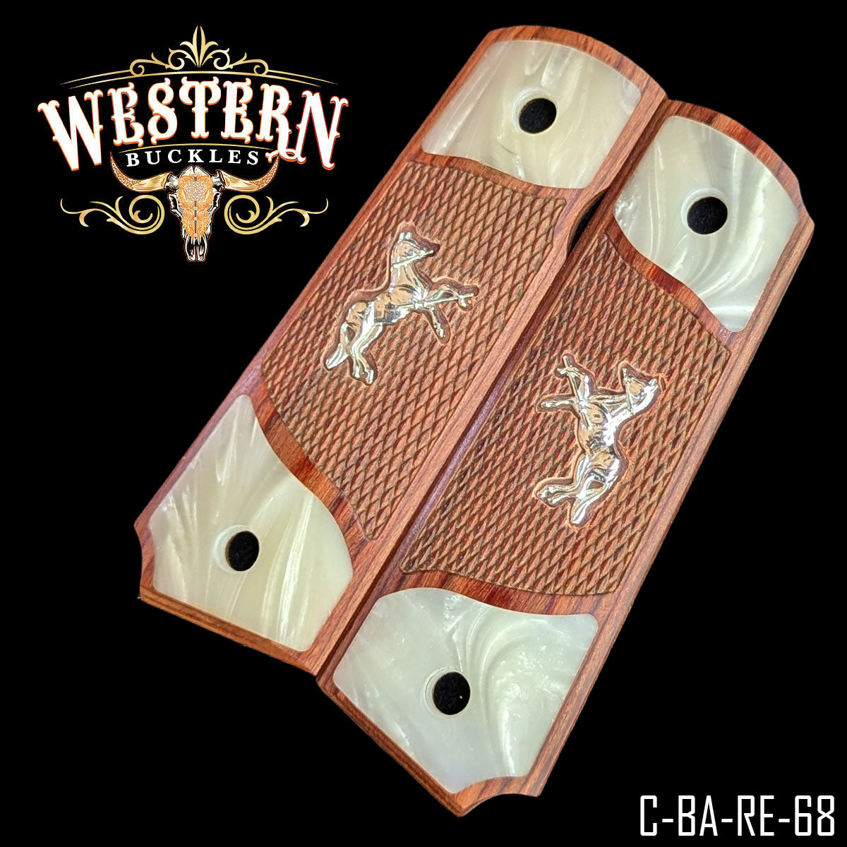 Cachas Colt 1911 Grips De Madera Con Caballo