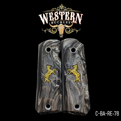 Cachas Colt 1911 Logo Colt Resina Negro y Dorado