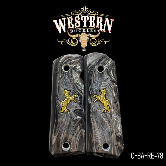 Cachas Colt 1911 Logo Colt Resina Negro y Dorado